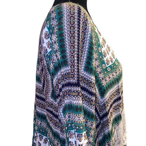 Entro  Boho Color Block Long Sleeve Tunic with Lace Sz M - Picture 6 of 13